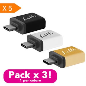 LILLI 5 ADATTATORI da USB-A ad USB-C